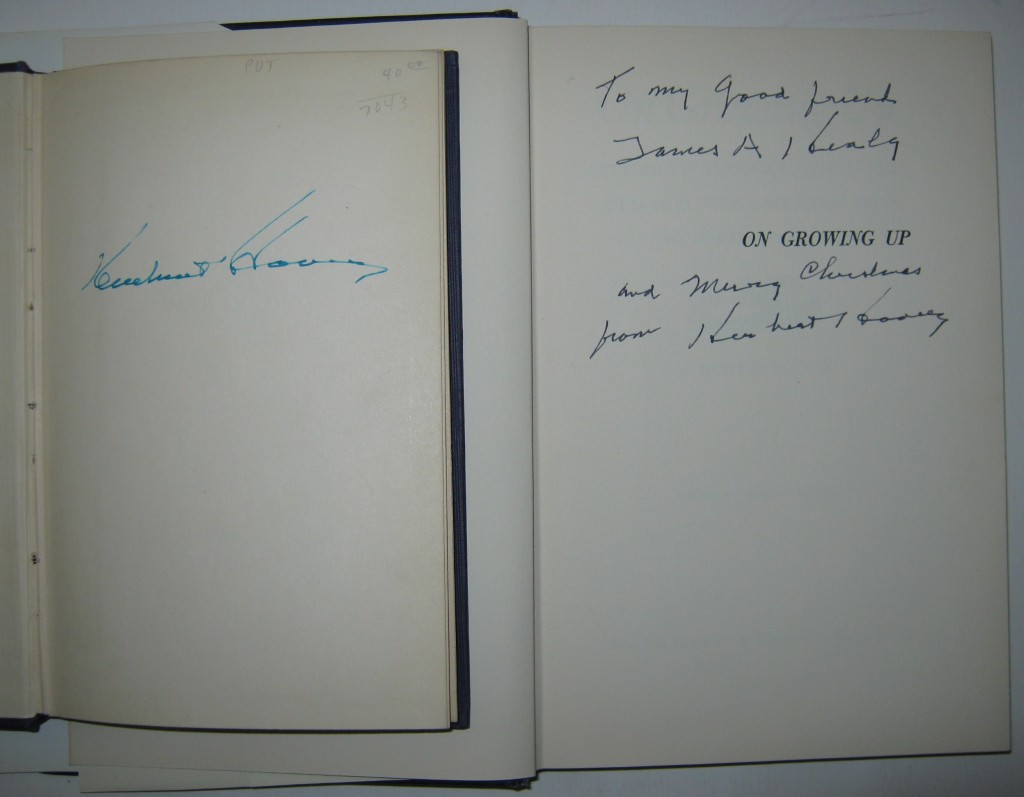 HOOVER, HERBERT. Two books, Signed or Signed and Inscribed: On Growing Up * American Individualism.